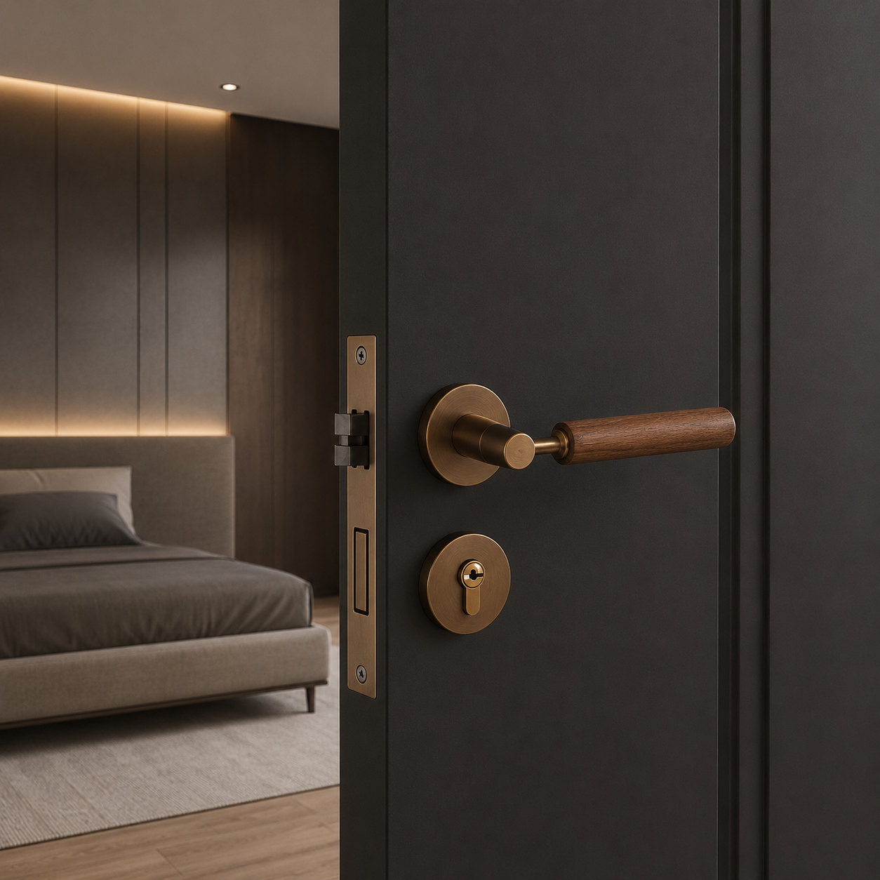 Close-up of the handle finish on the Clovelly Zinc Alloy Door Lock Set