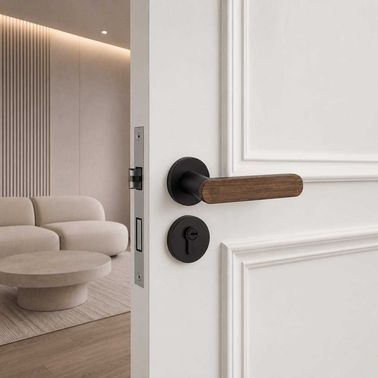 Clovelly Zinc Alloy Door Lock Set showing the latch and strike plate detail