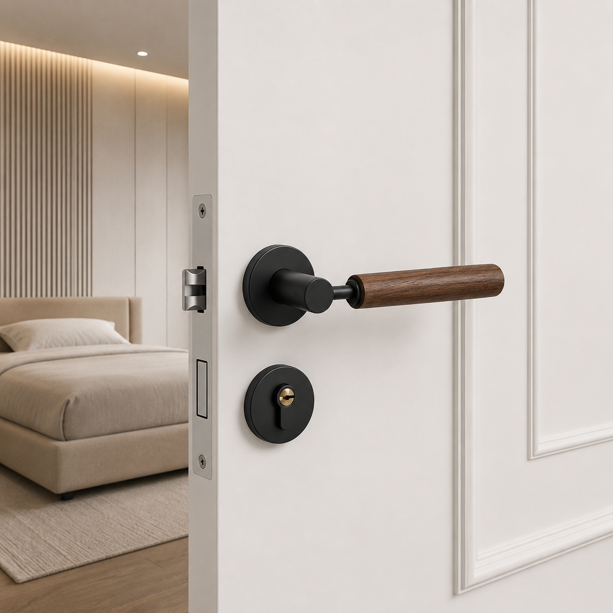 Clovelly Zinc Alloy Door Lock Set fitted to a commercial interior door