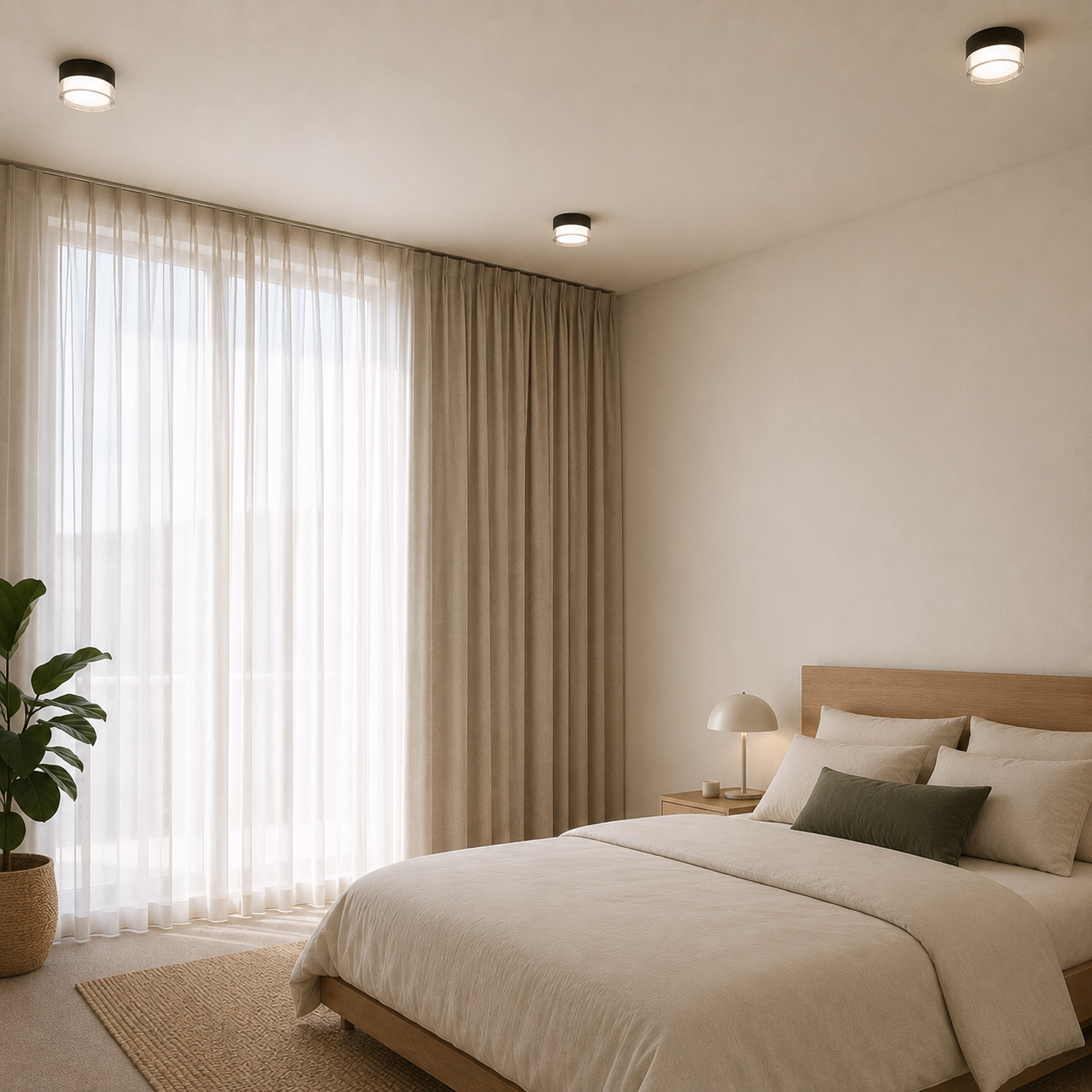 Cooks aluminum LED downlight in white finish mounted on ceiling
