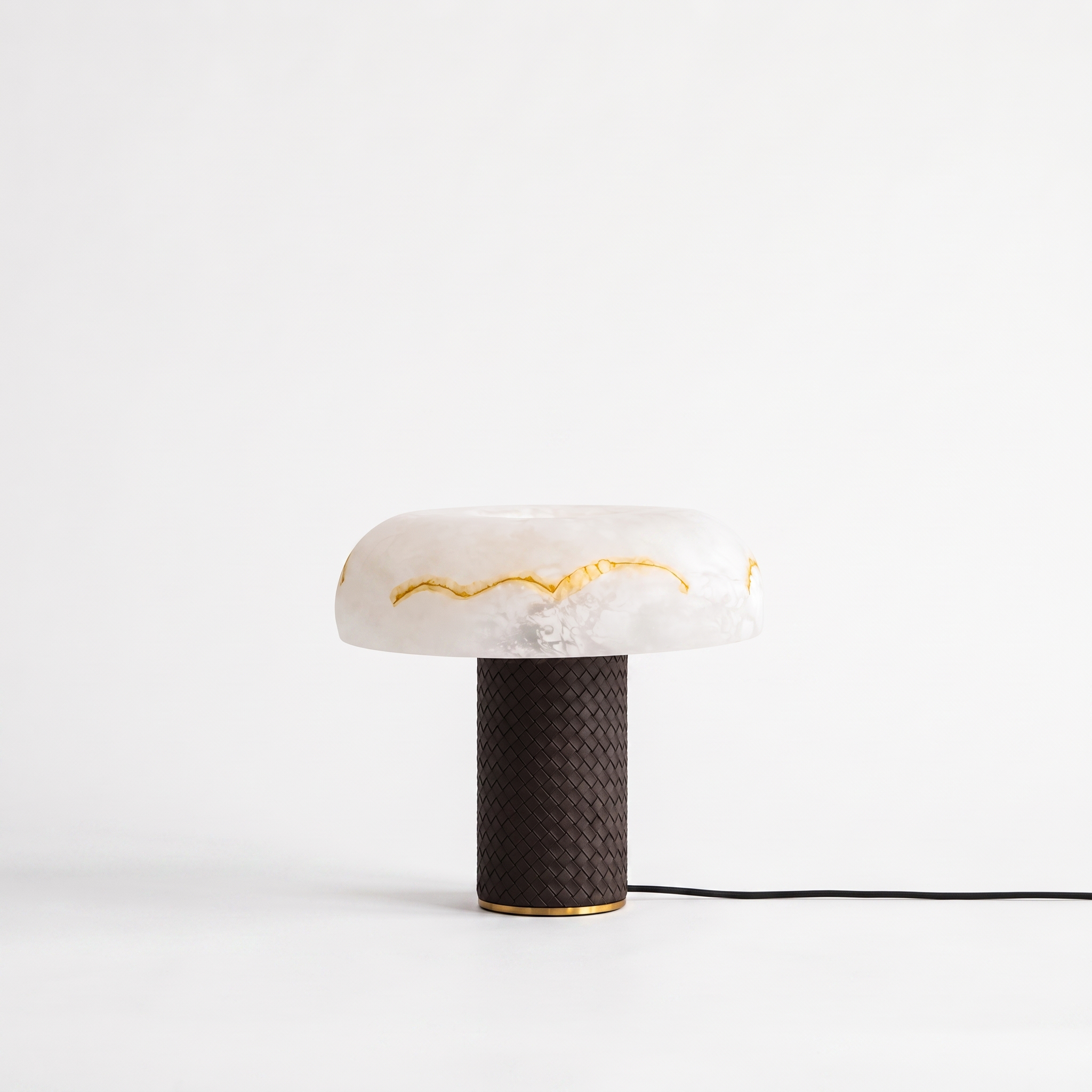 Cronulla Mediterranean glass-dome table lamp with gold accents on a plain white background
