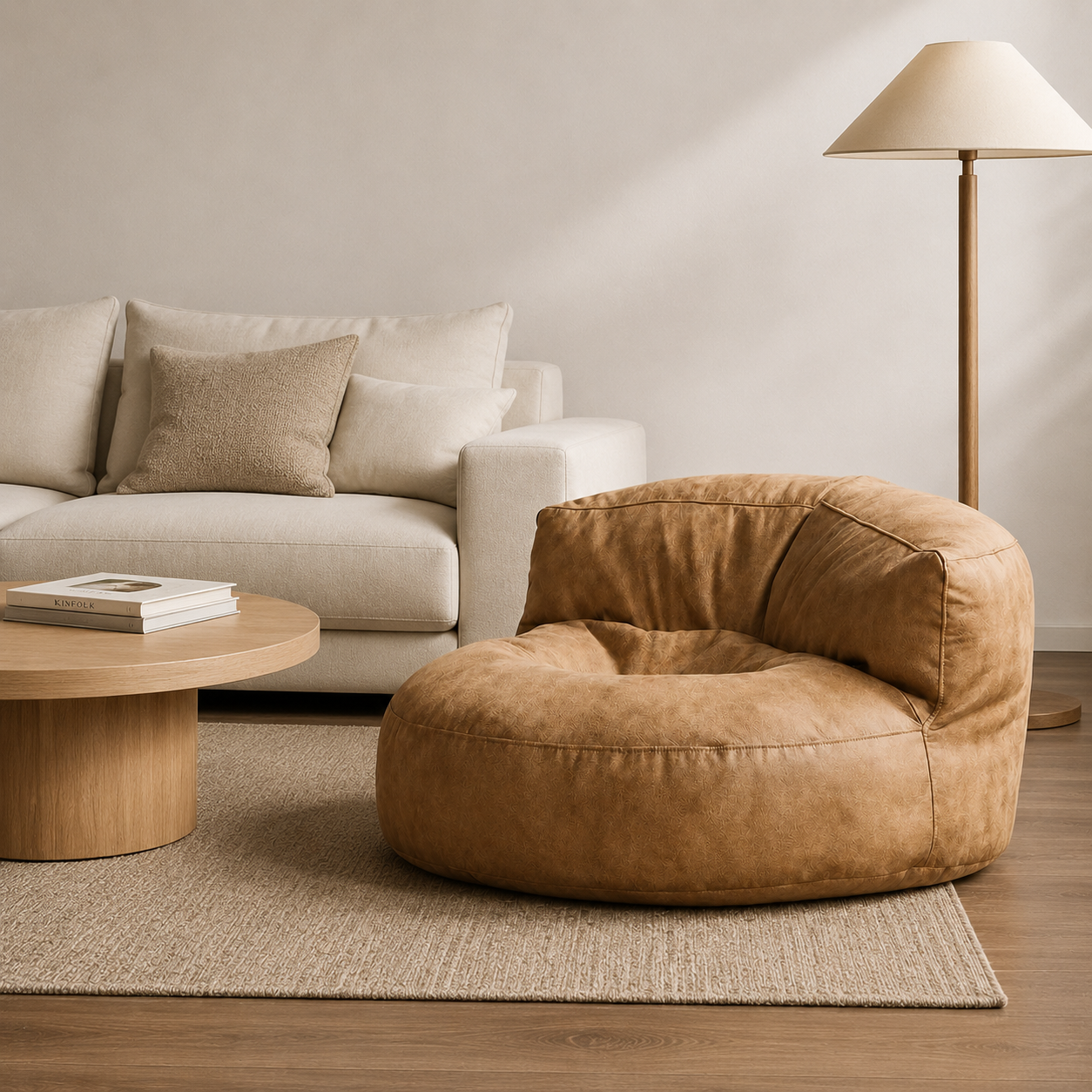 Darrin Ergonomic Faux Suede Beanbag Sofa Cover shown in full hero view