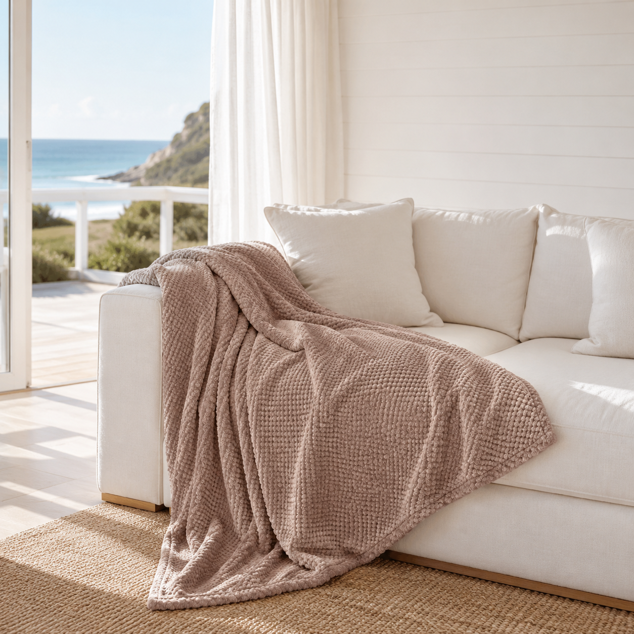 Denham Fleece Blanket close-up showing the plush microfibre texture