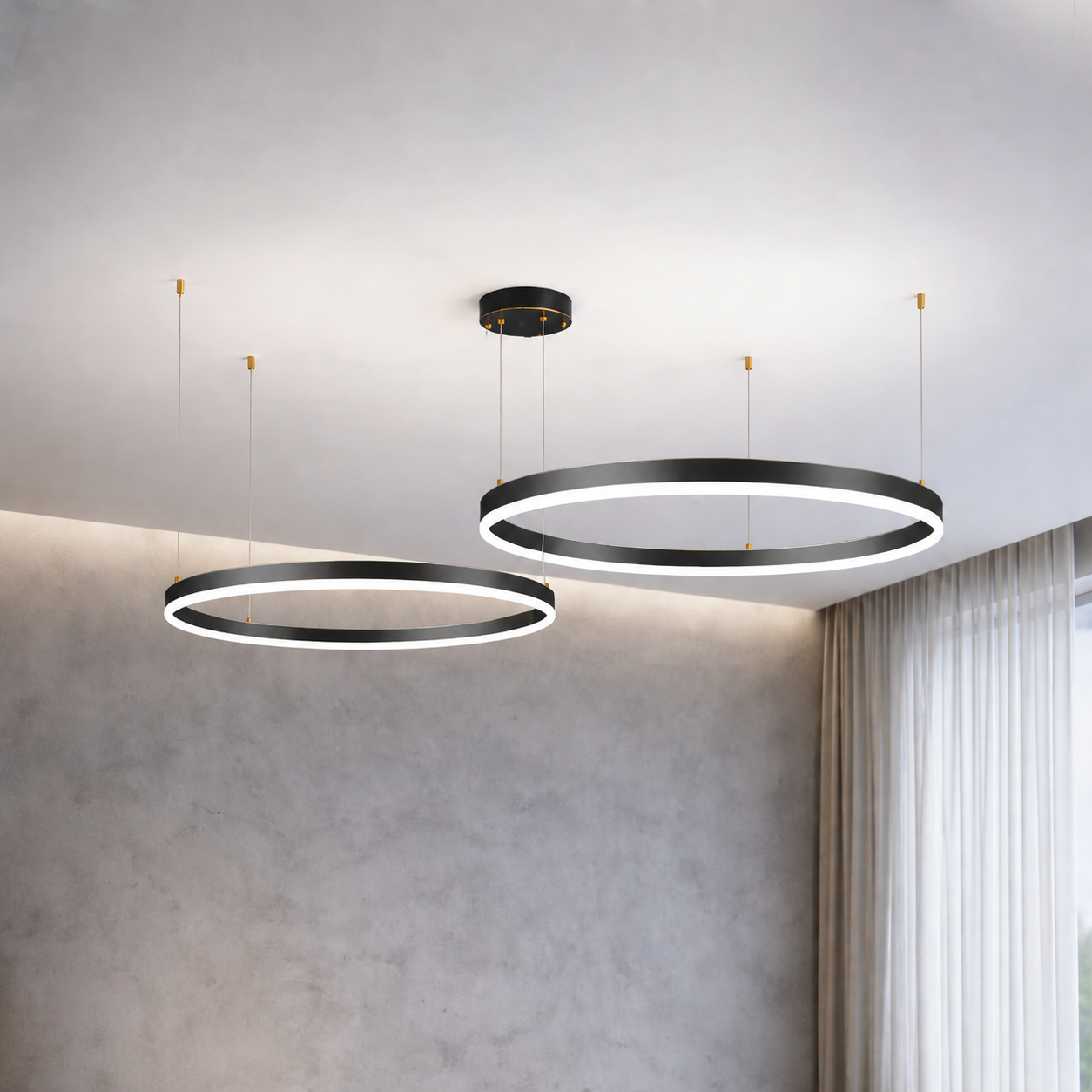 Elion Circular LED Pendant Light above a dining table