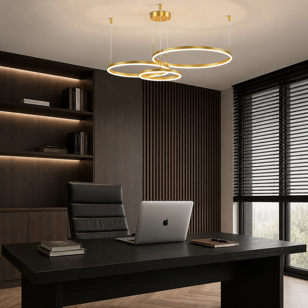 Elion Circular LED Pendant Light in gold frame finish