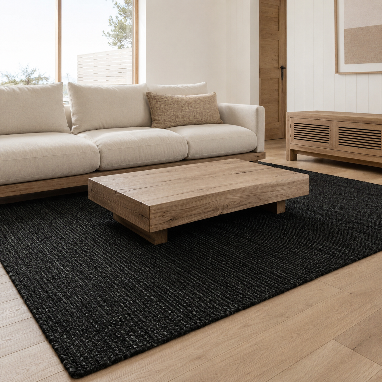 Elvren Jute Rug close-up showing the natural jute fibre weave and texture