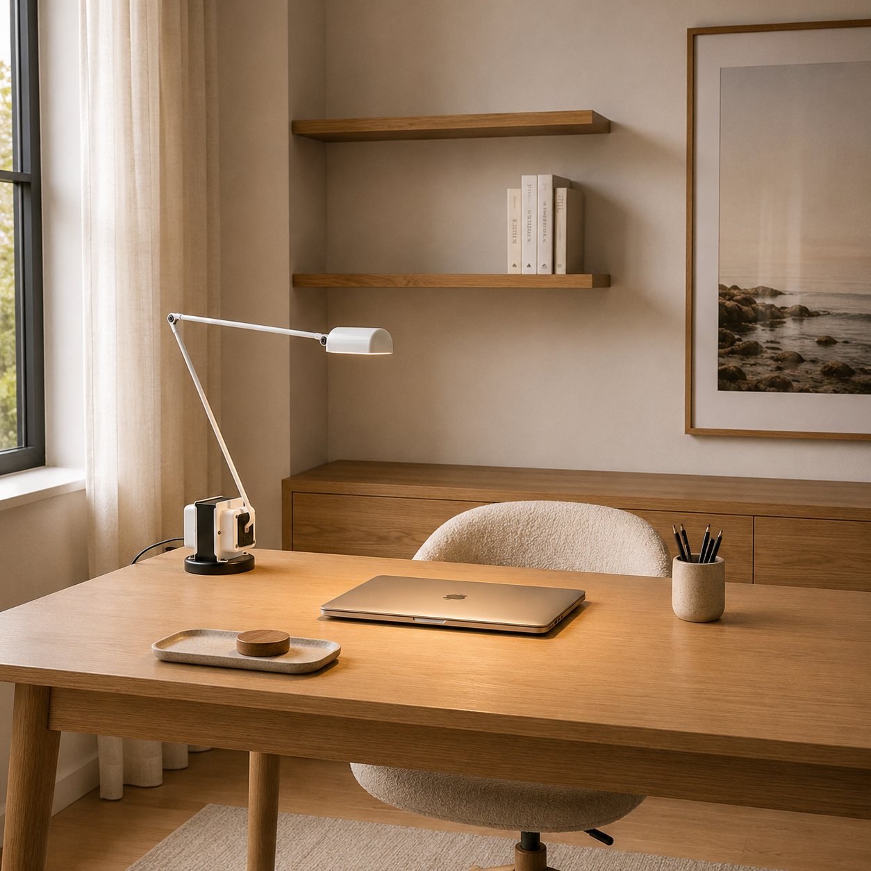 Grampians LED Desk Lamp adjustable arm and pivoting head detail