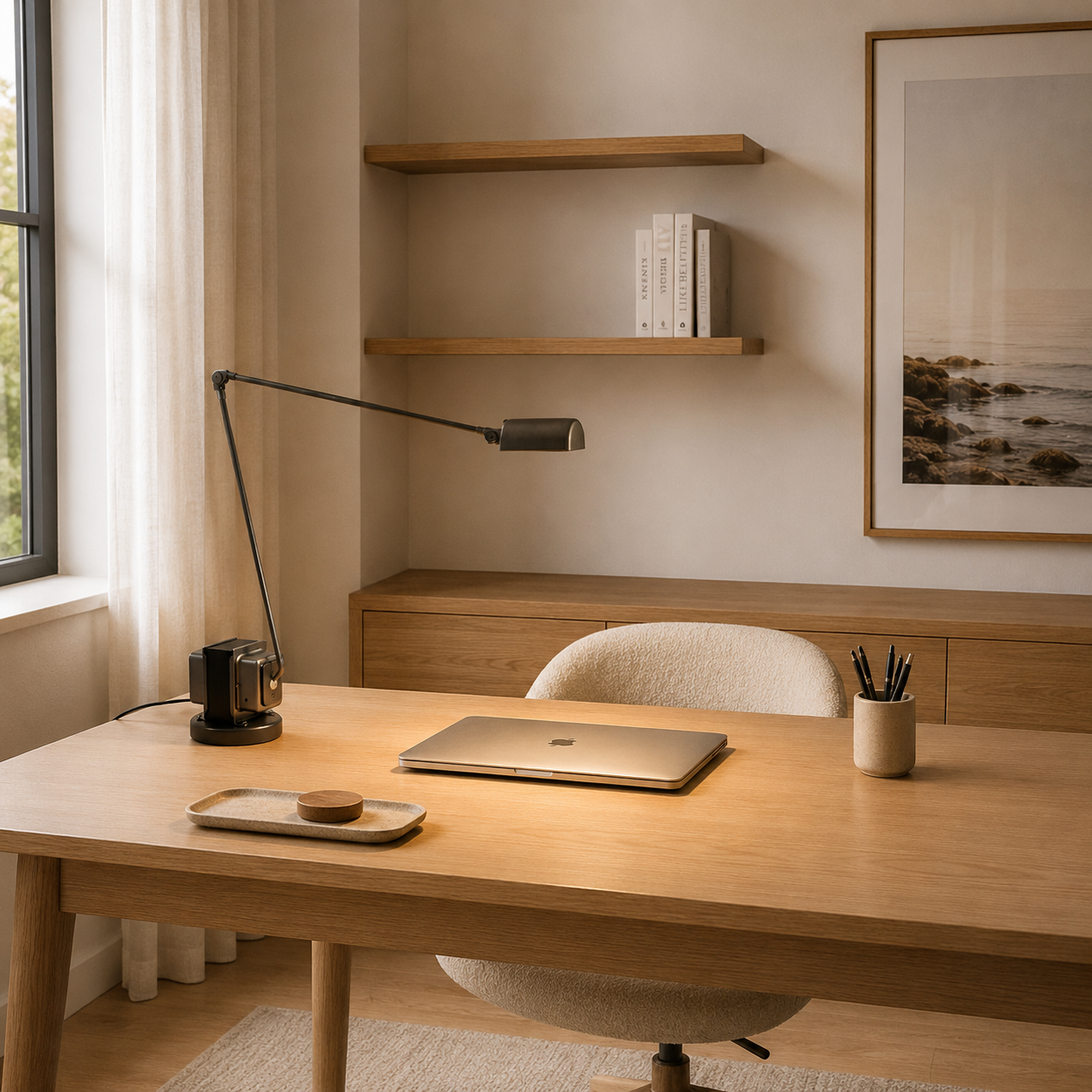 Grampians LED Desk Lamp in brushed nickel close-up