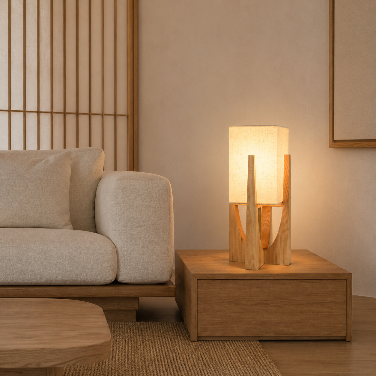Hakuba floor lamp in walnut wood finish