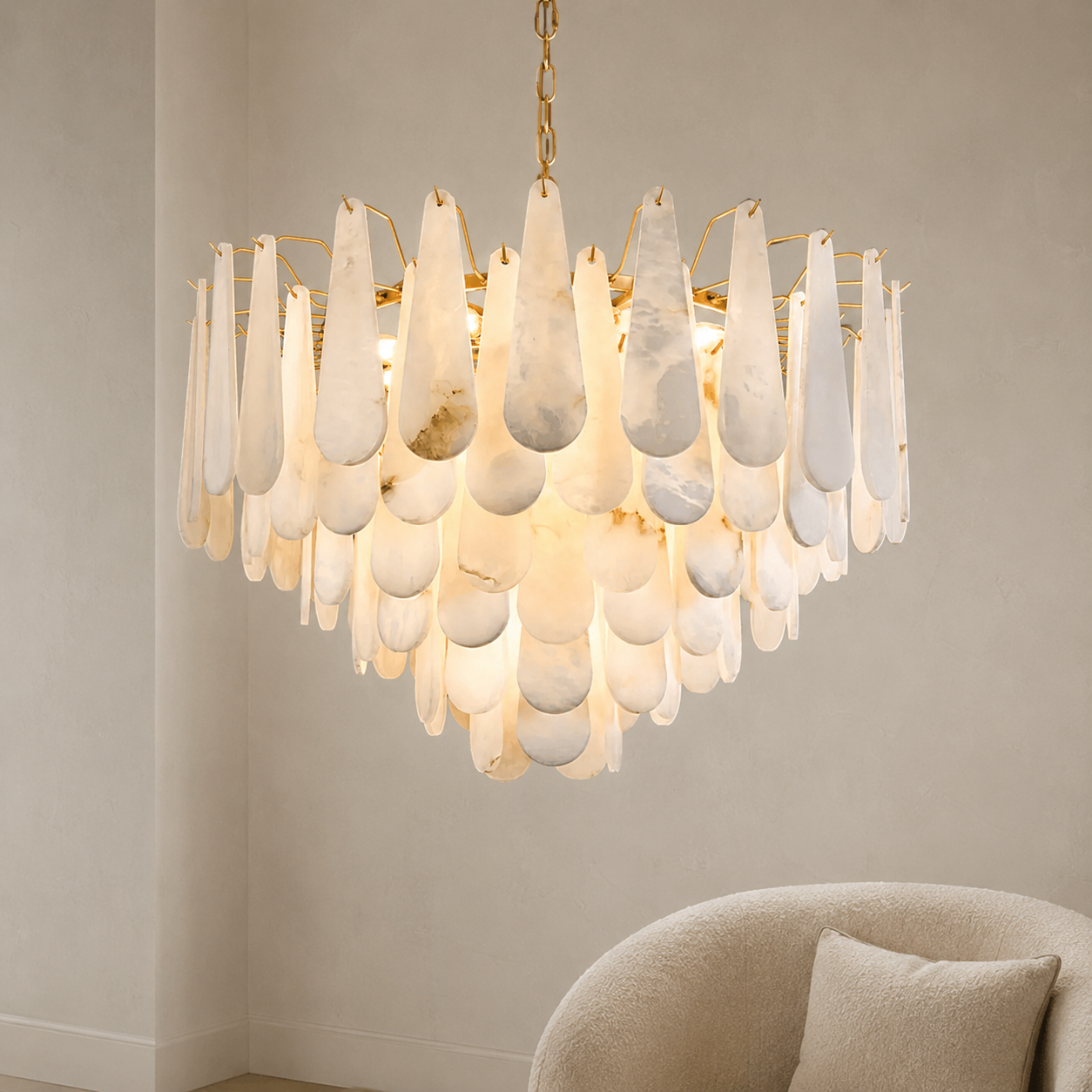 Halo Alabaster Chandelier front view