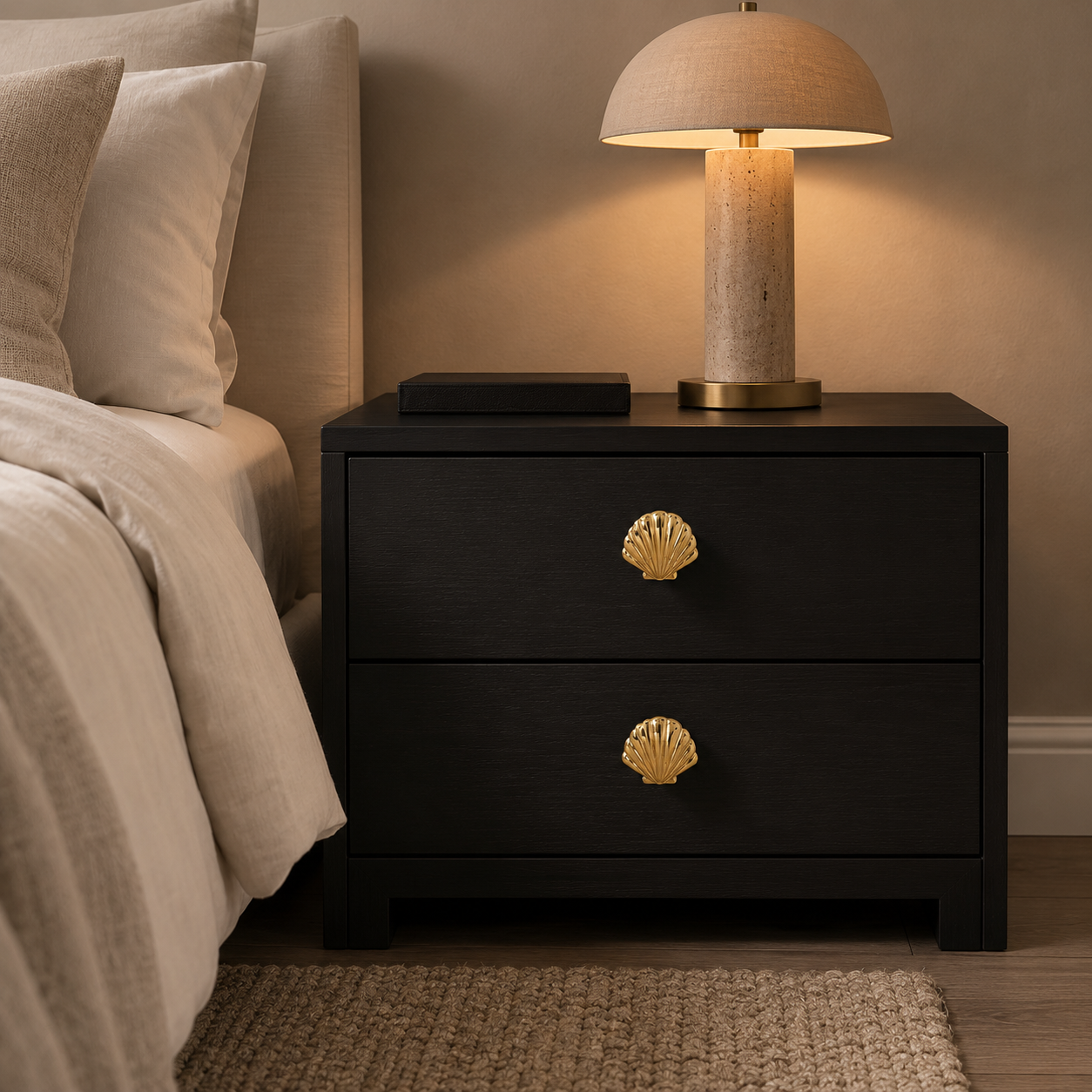 Hamilton Brass Sea Shell Cabinet Handle close-up of the shell-inspired design