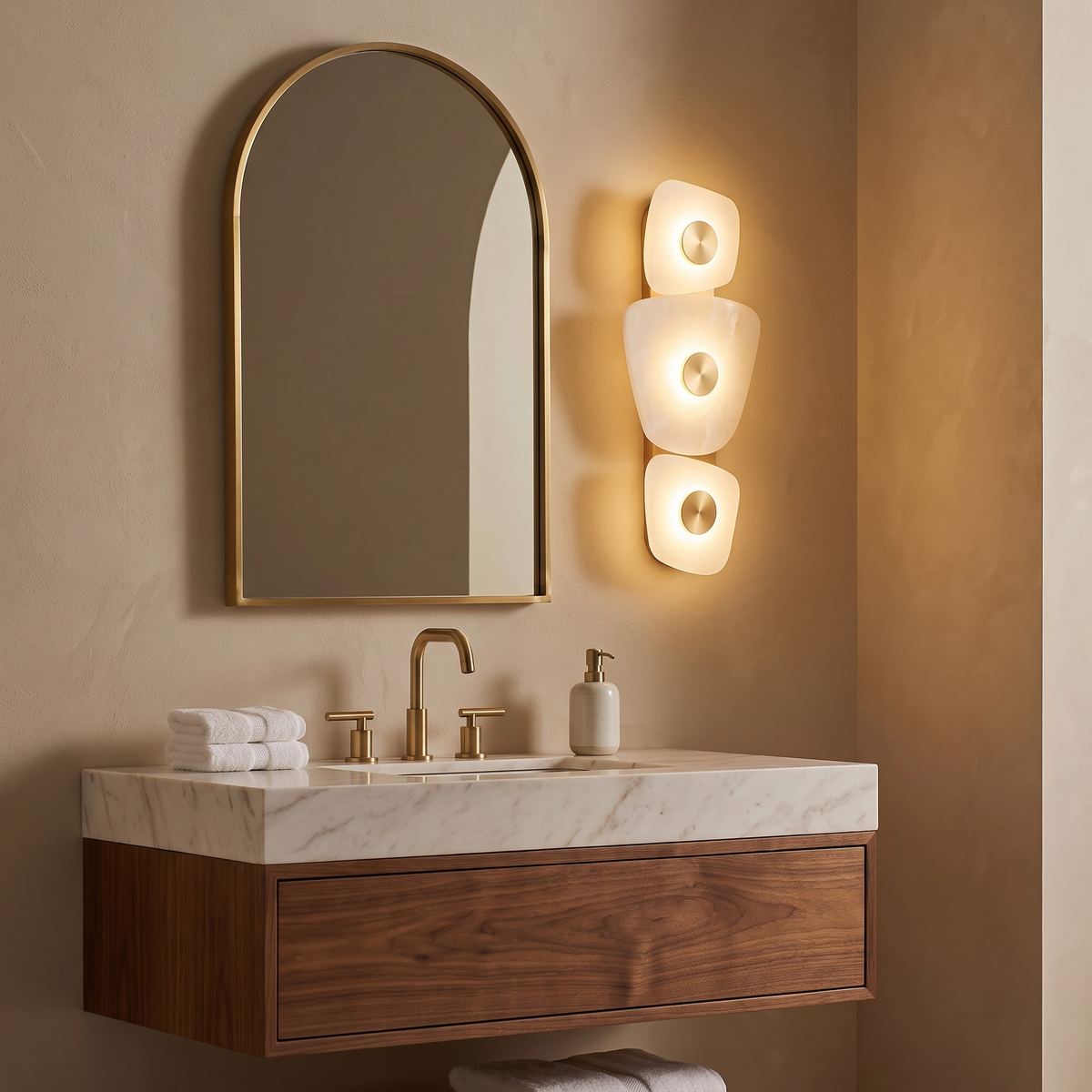 Harbord marble wall sconce in an ensuite
