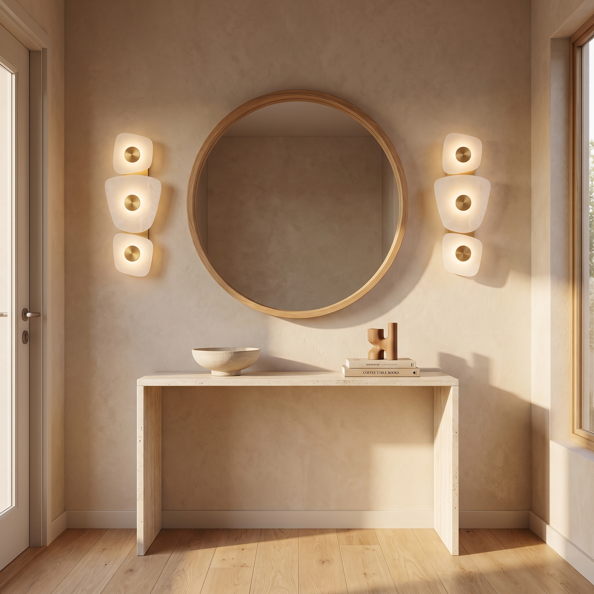 Harbord marble wall sconce in an entryway near the front door