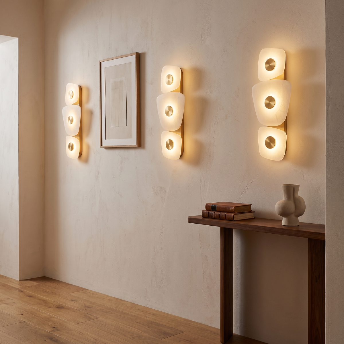 Harbord marble wall sconce in a hallway