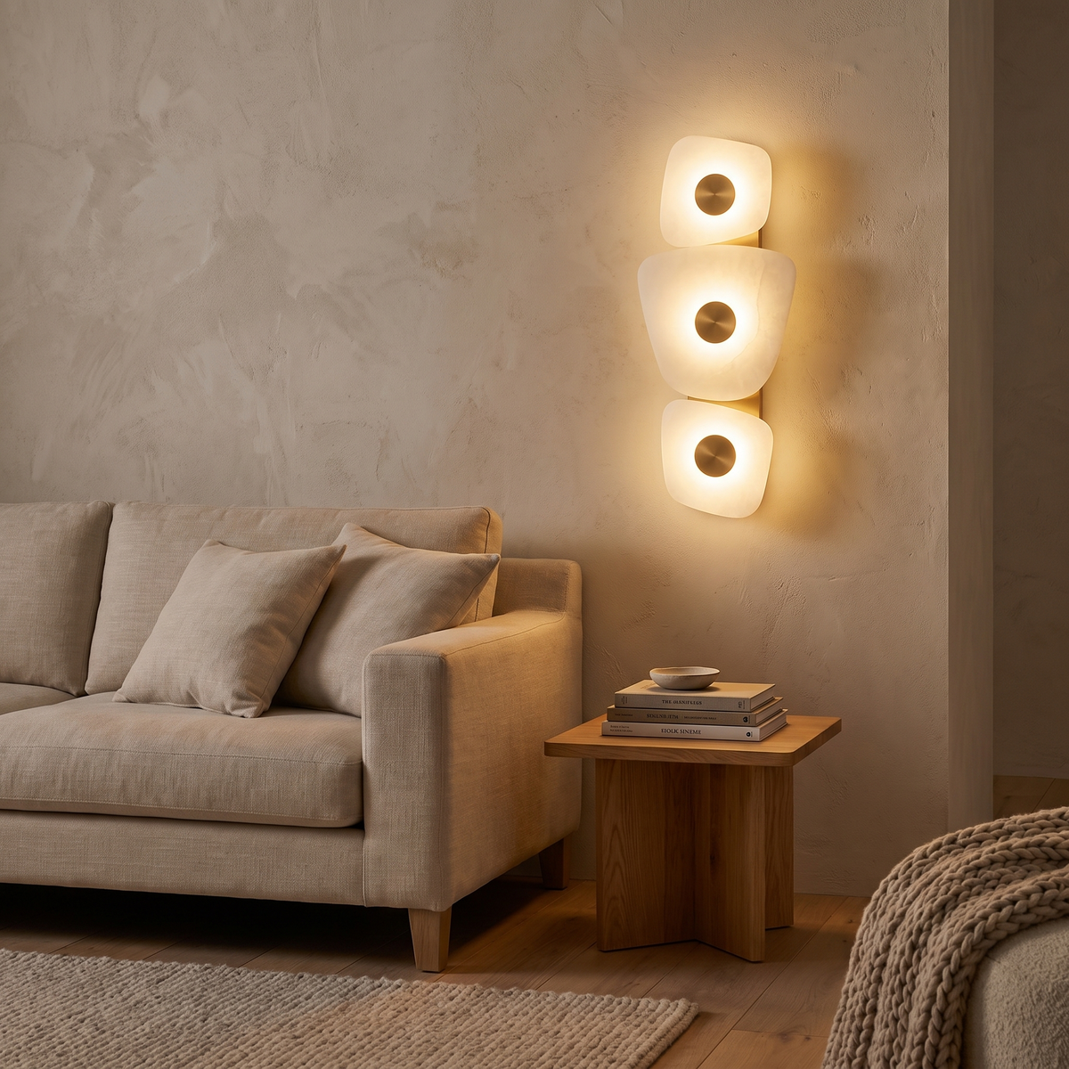 Harbord marble wall sconce in a living room