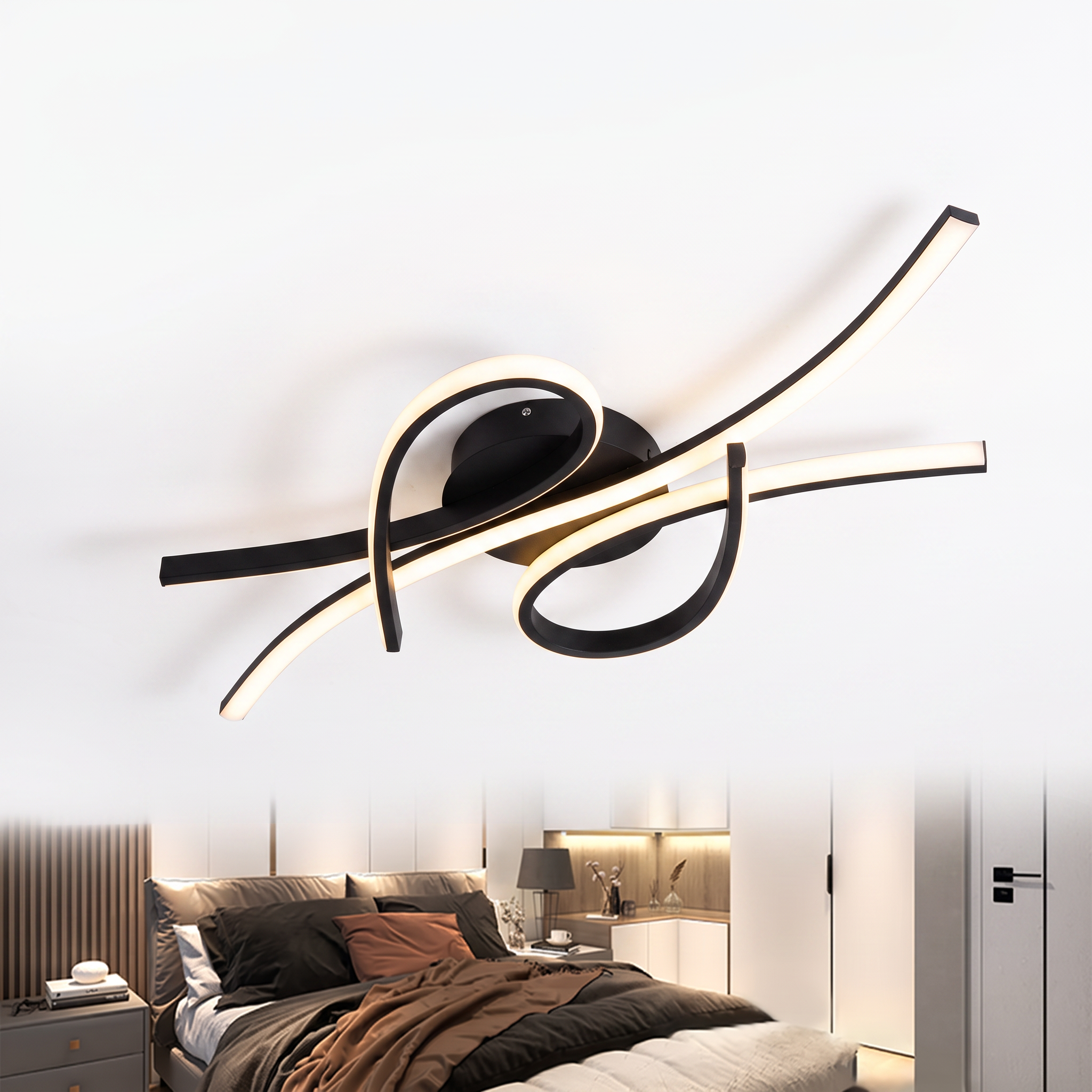Selina smart LED ceiling light in black on a white studio background