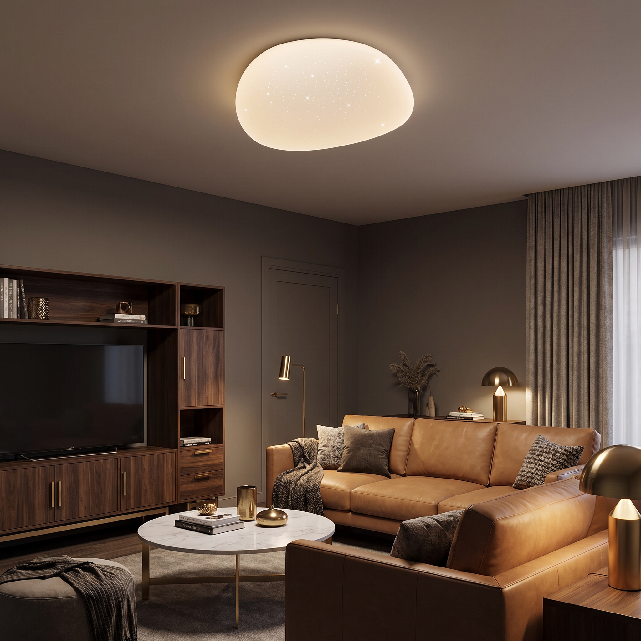 Cali LED ceiling light in a moody luxe living room
