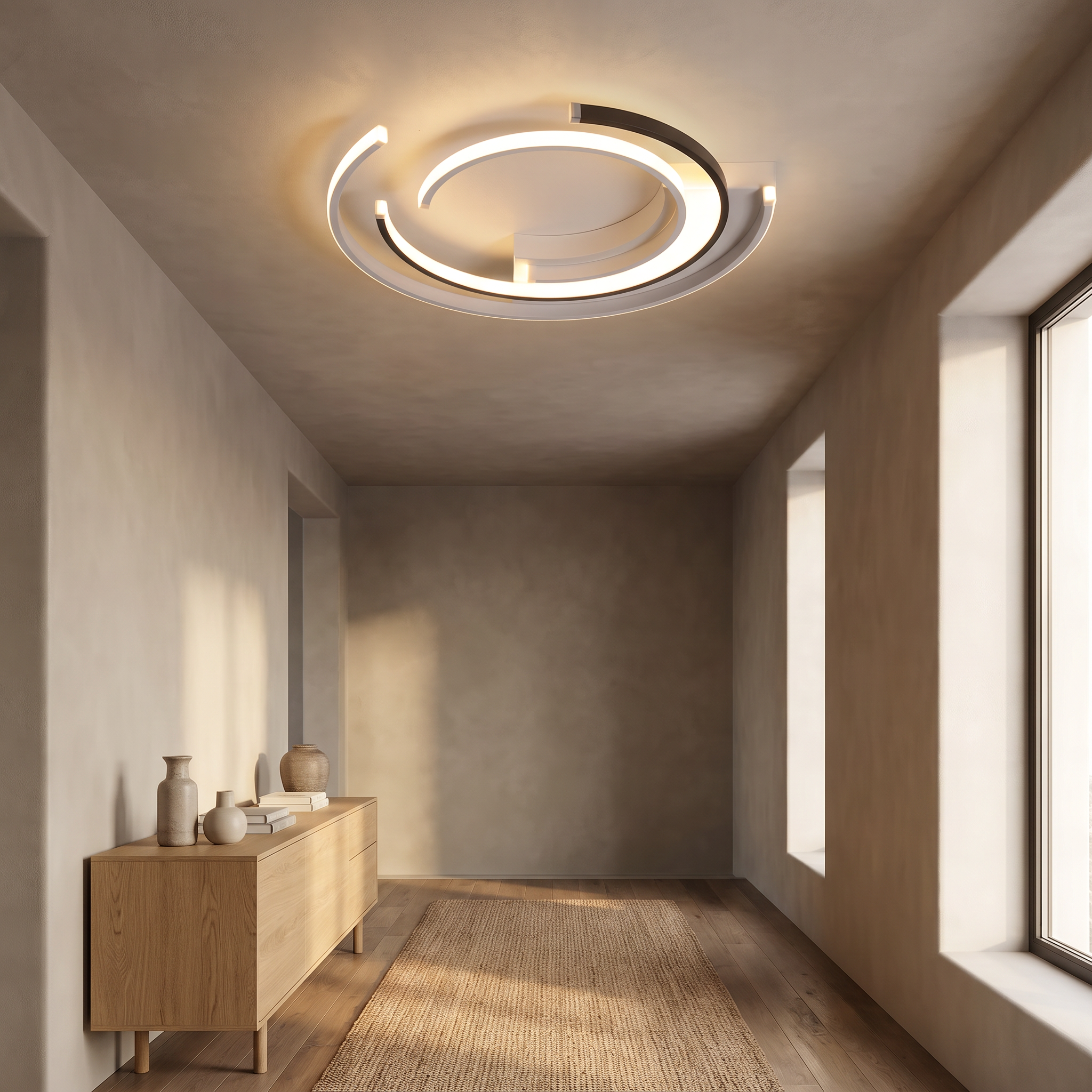 Tallis LED ceiling light in a modern entry hallway