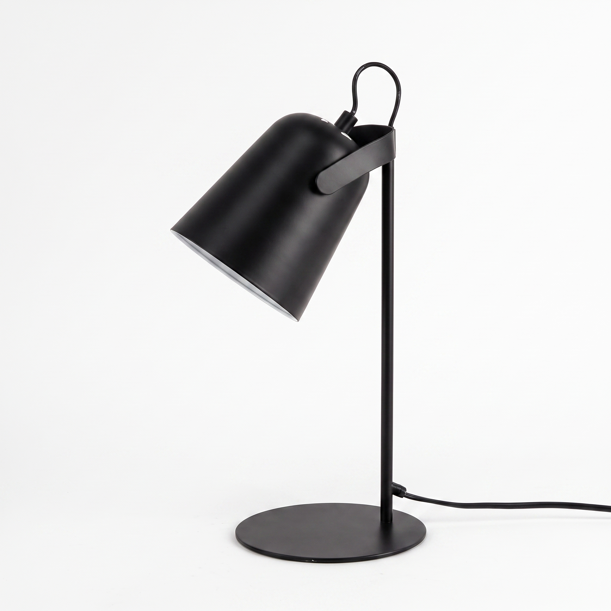 Hossegor matte macaron adjustable table lamp in black on a white background