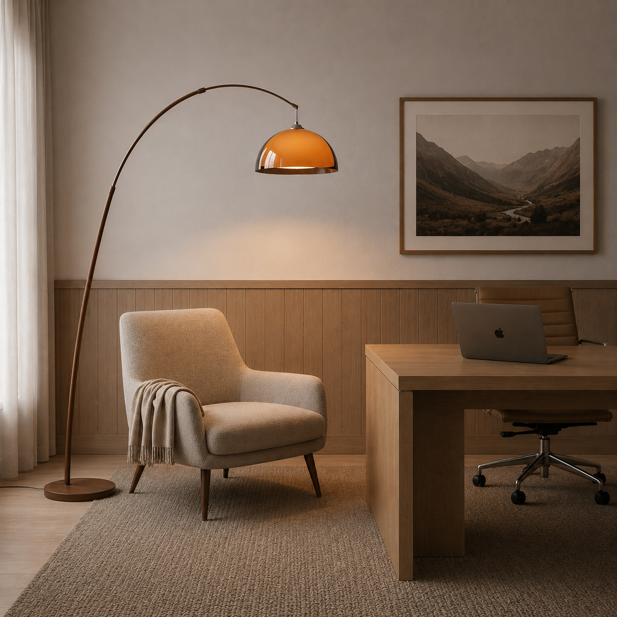 Iluka arc floor lamp adjustable arm extended