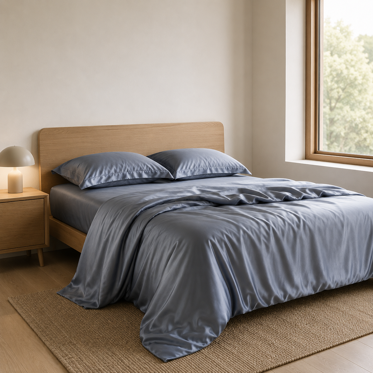 Jesi Premium Silk Bedding Set - close-up of the silk fabric sheen