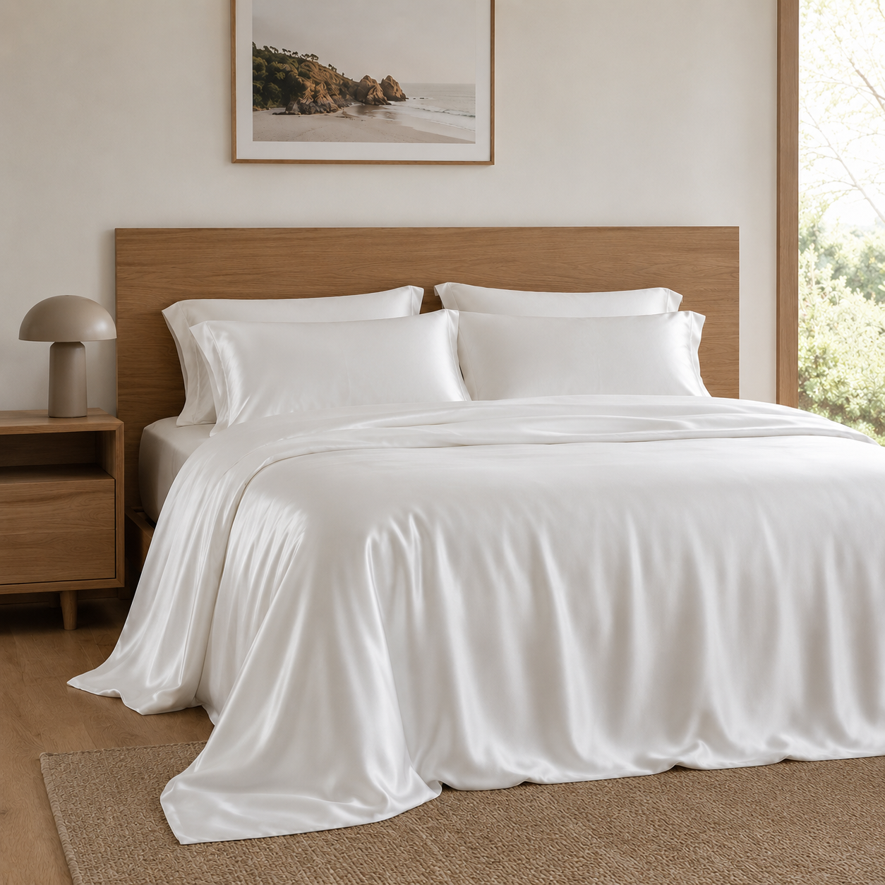 Jesi Premium Silk Bedding Set with matching pillowcases