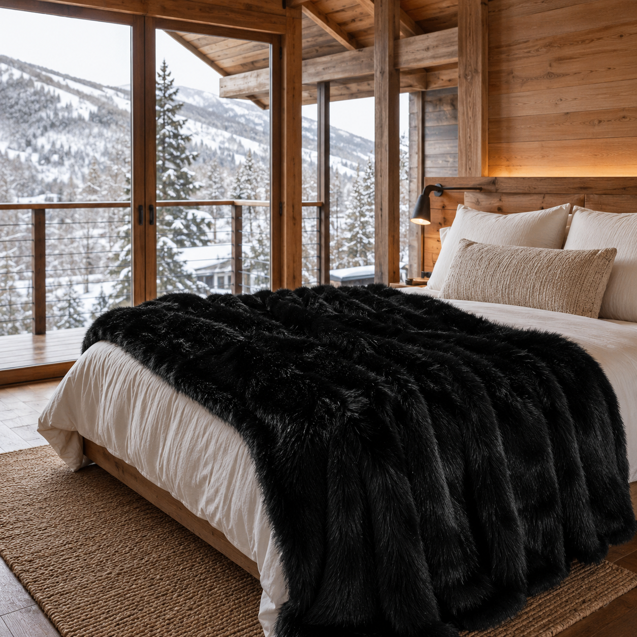 Karri Faux Fur Blanket in plush faux mink velvet