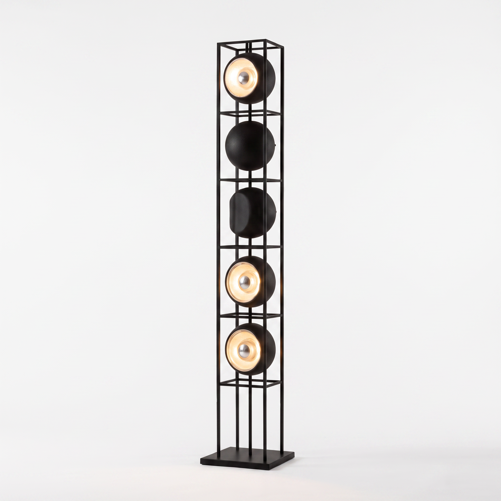 Kioloa black Bauhaus LED floor lamp on a white studio background