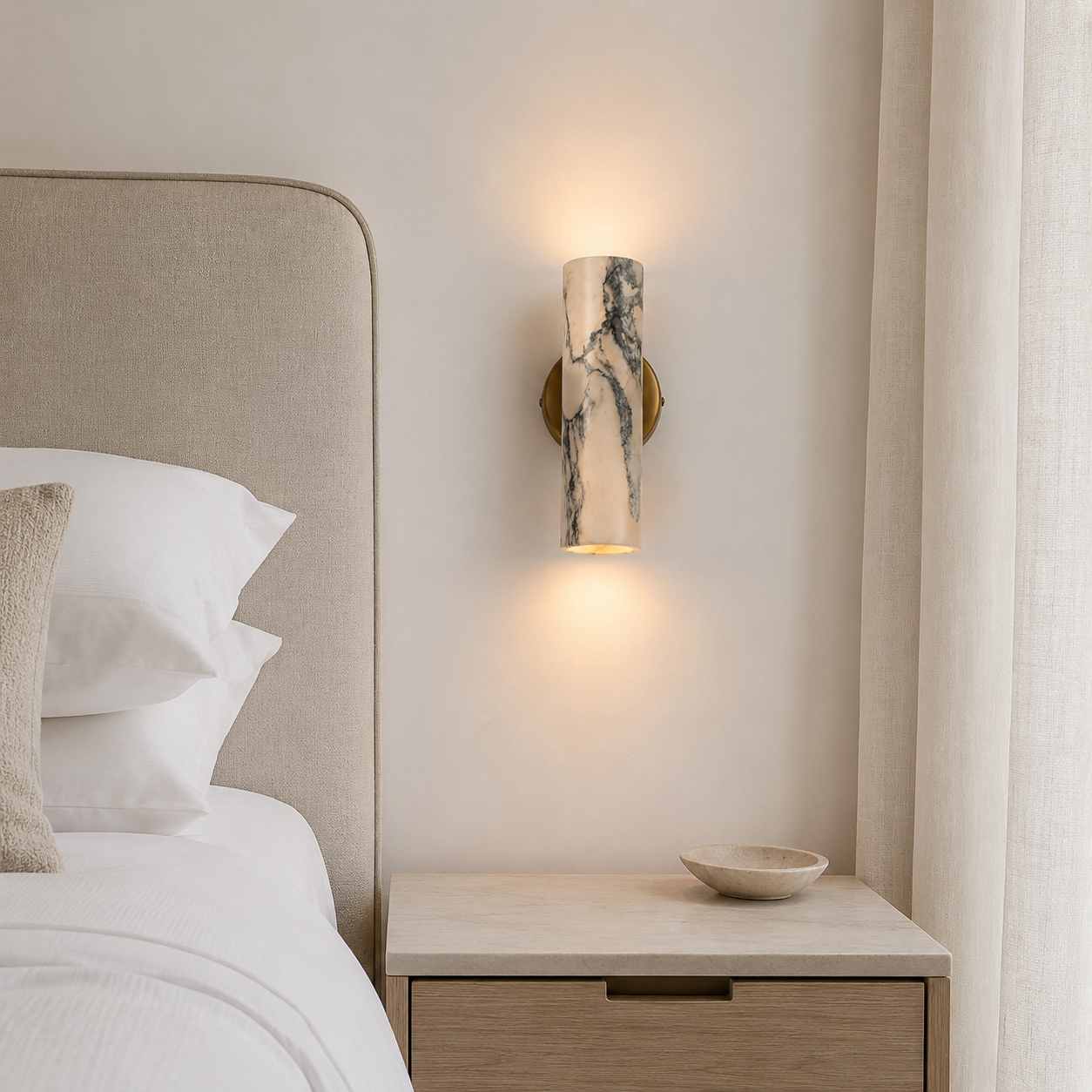 Kyst Nordic marble wall light mounted on a wall