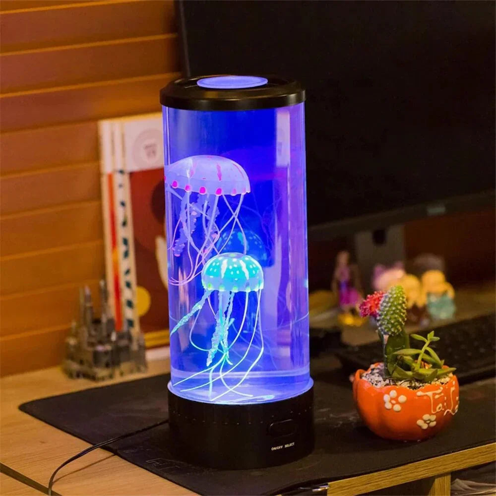 LED Jellyfish Lava Lamp displaying multiple LED colors