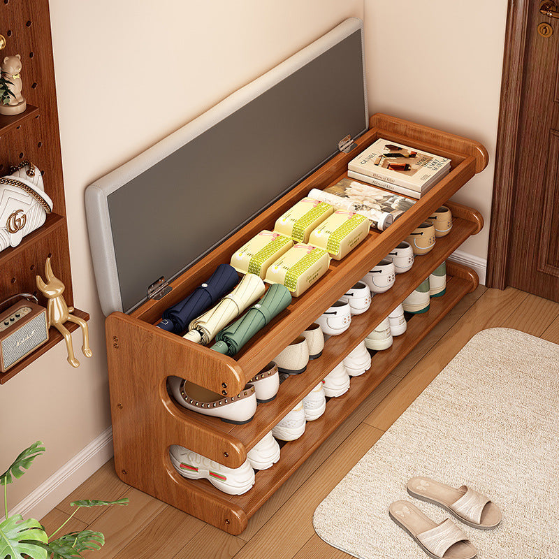 Detail of the bamboo grain and finish on the Lina shoe bench