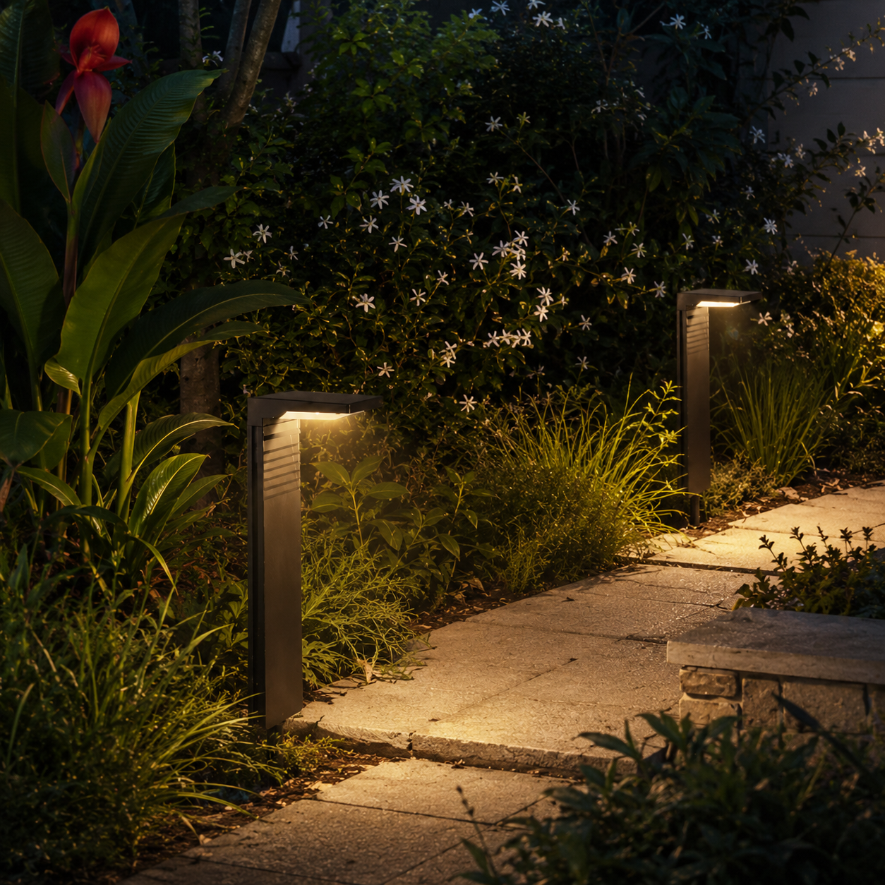 Close-up of the Lirena Solar Garden Light's weatherproof design