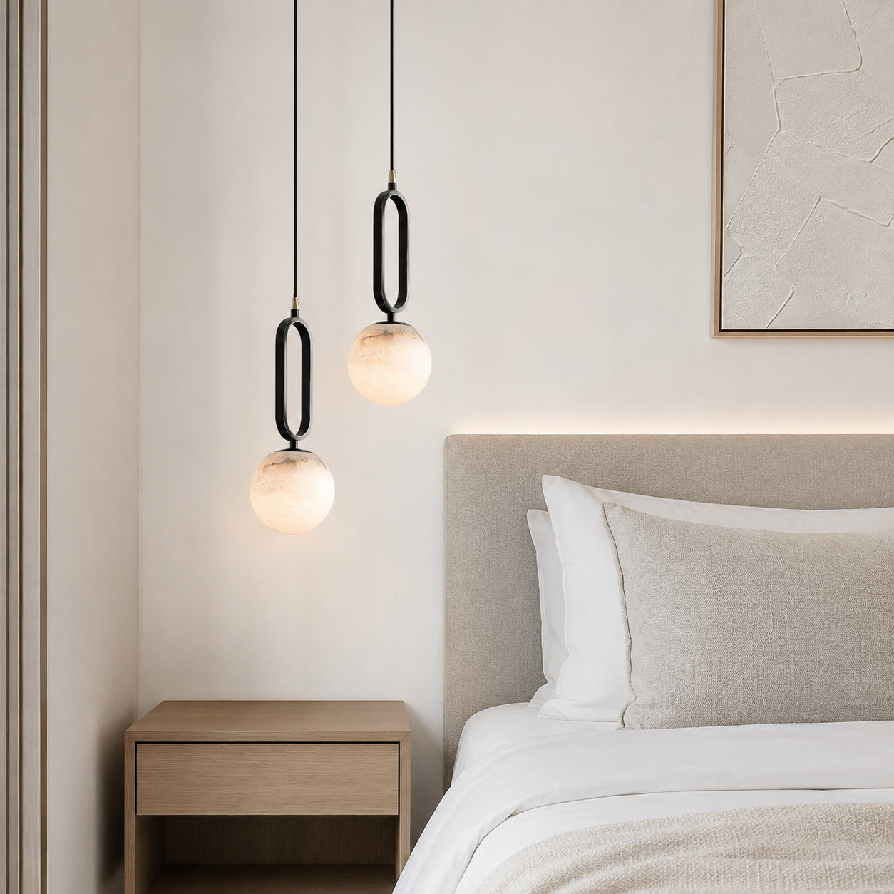 Maki Genuine Alabaster Pendant Light front view
