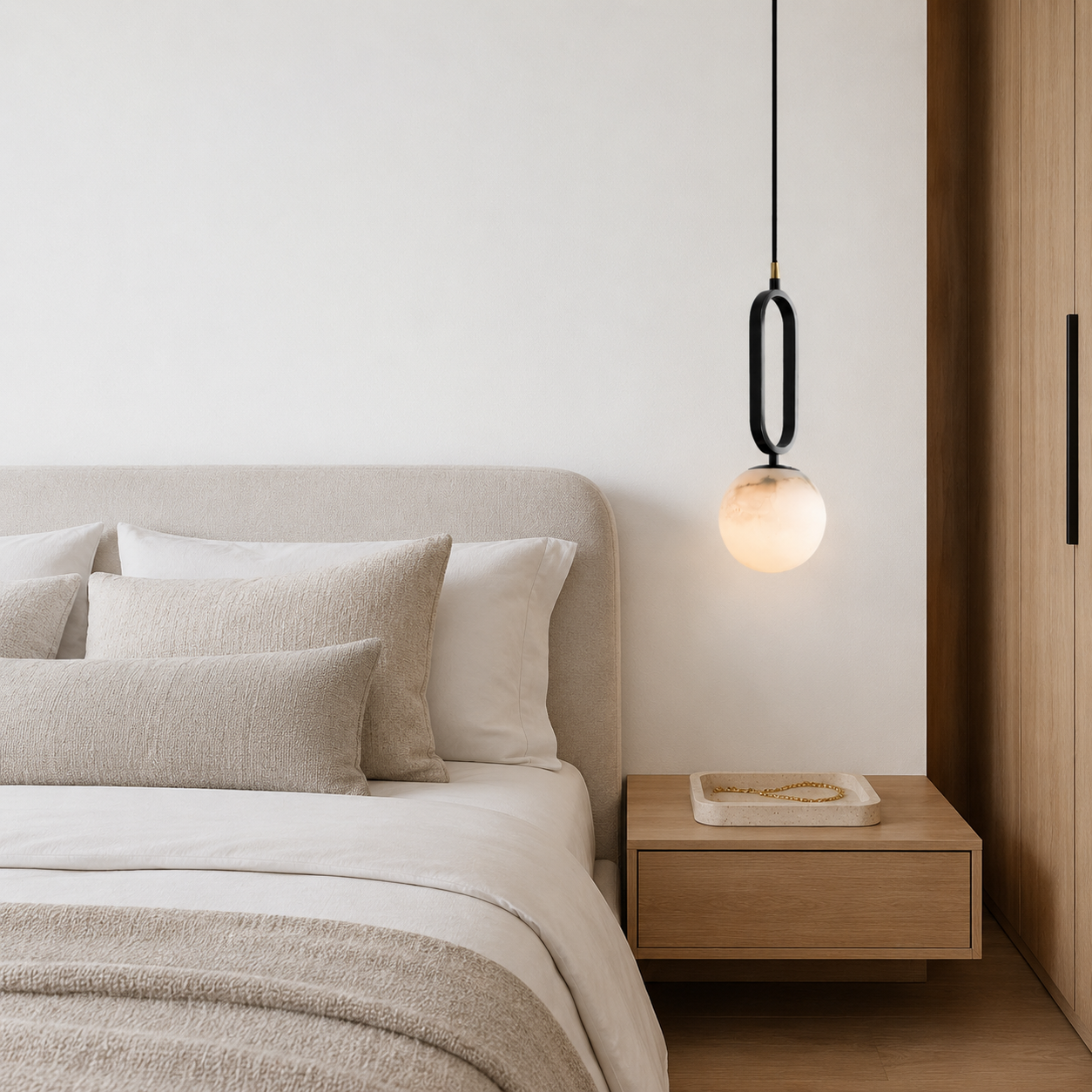 Maki Genuine Alabaster Pendant Light stone veining detail