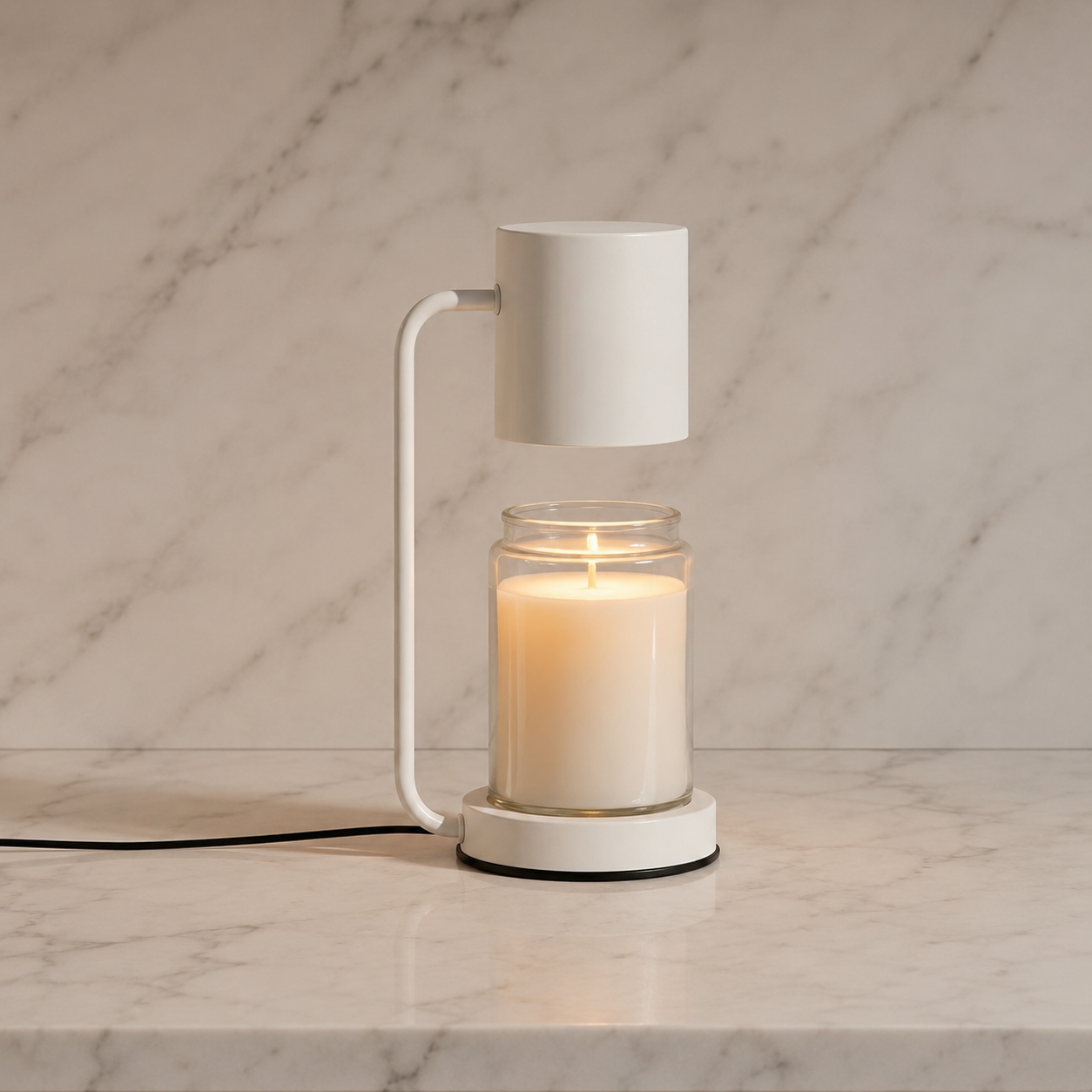 Maple candle warmer lamp with scented candle warming underneath