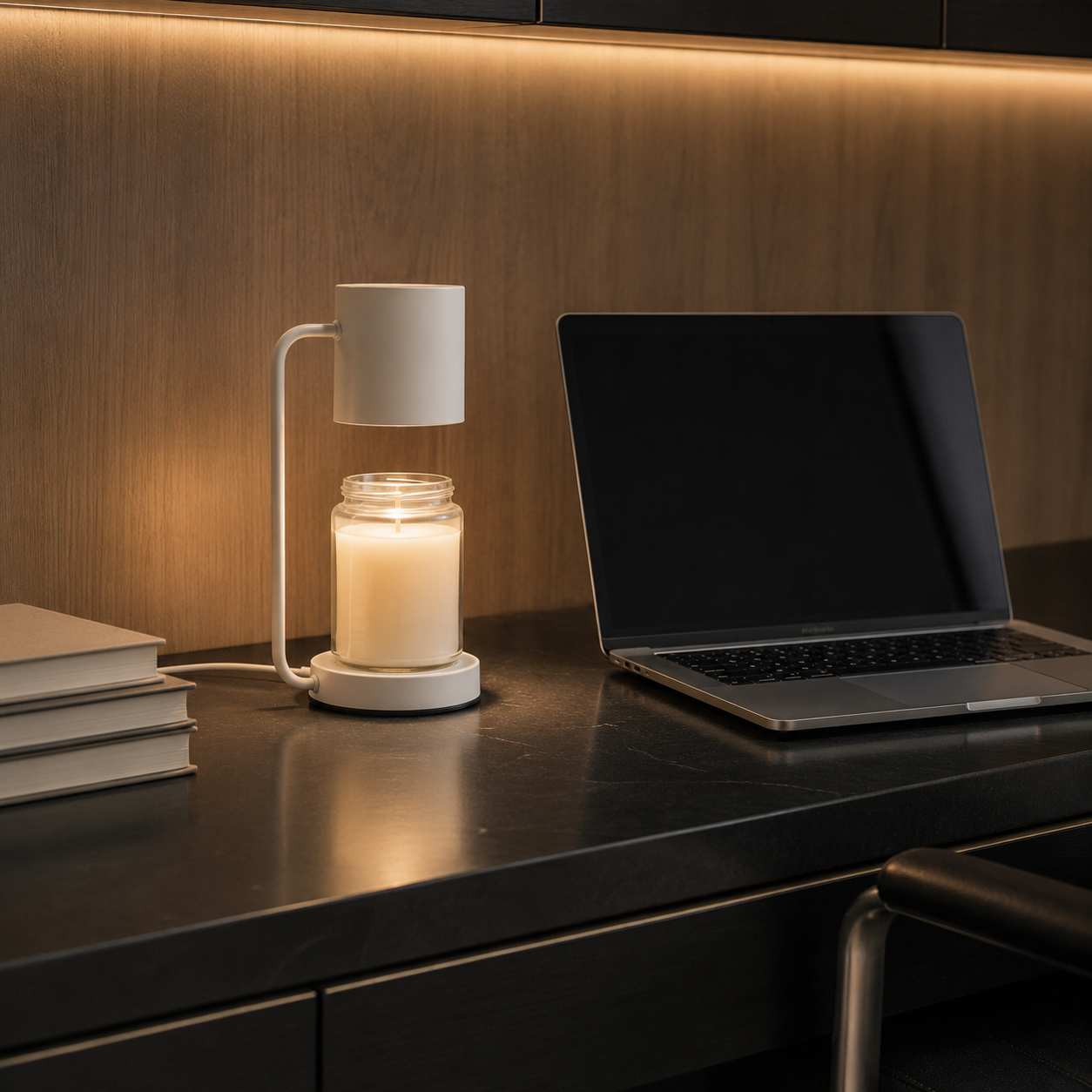 Maple candle warmer lamp in stainless steel finish