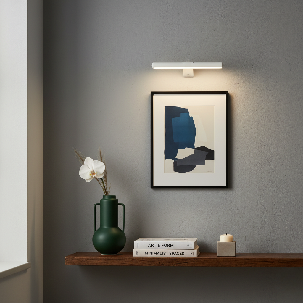 Marley cordless rechargeable picture light in White in the 40cm (15.8in) length