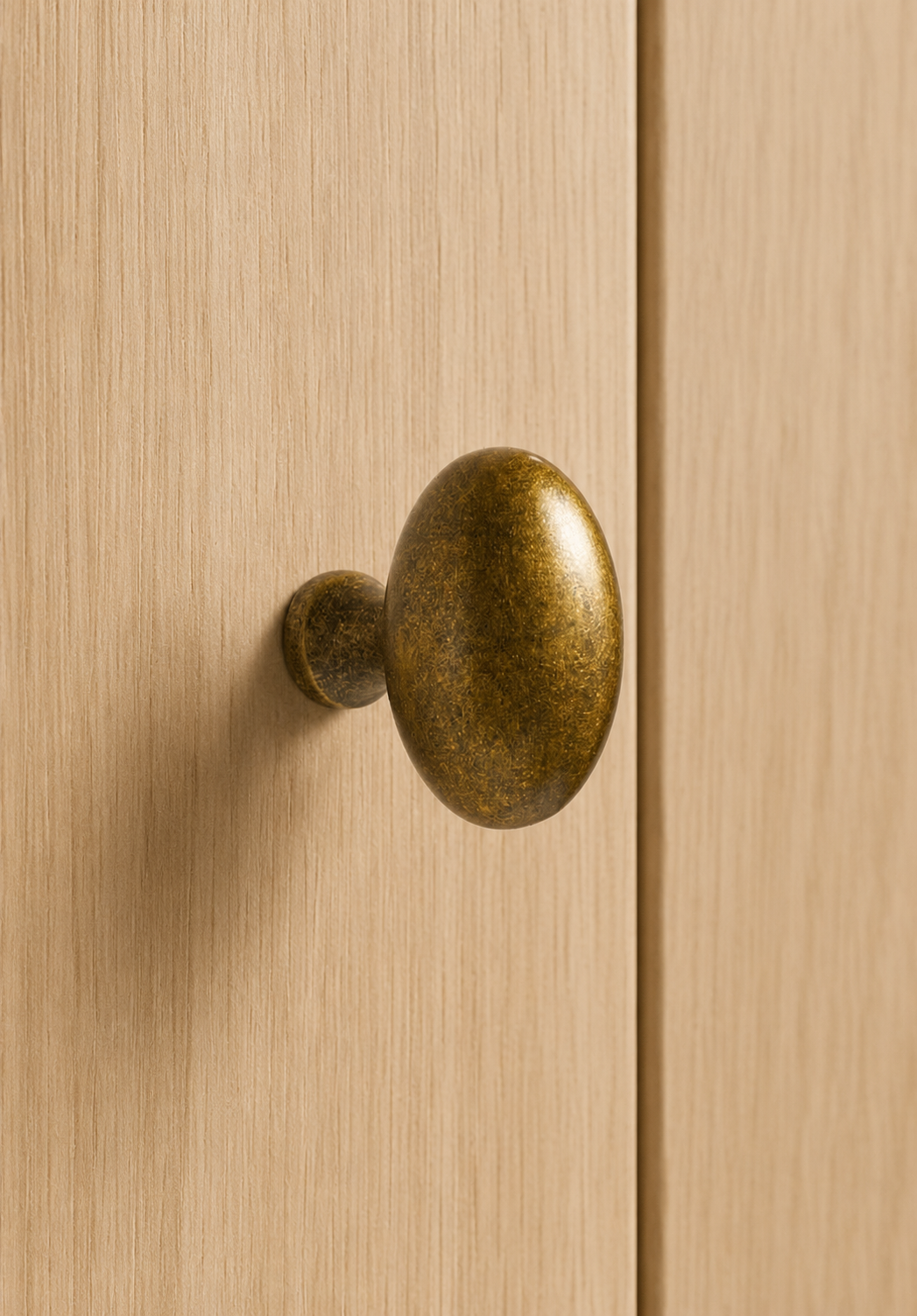 Meadows Vintage Brass Cabinet Knob fitted to a wardrobe door