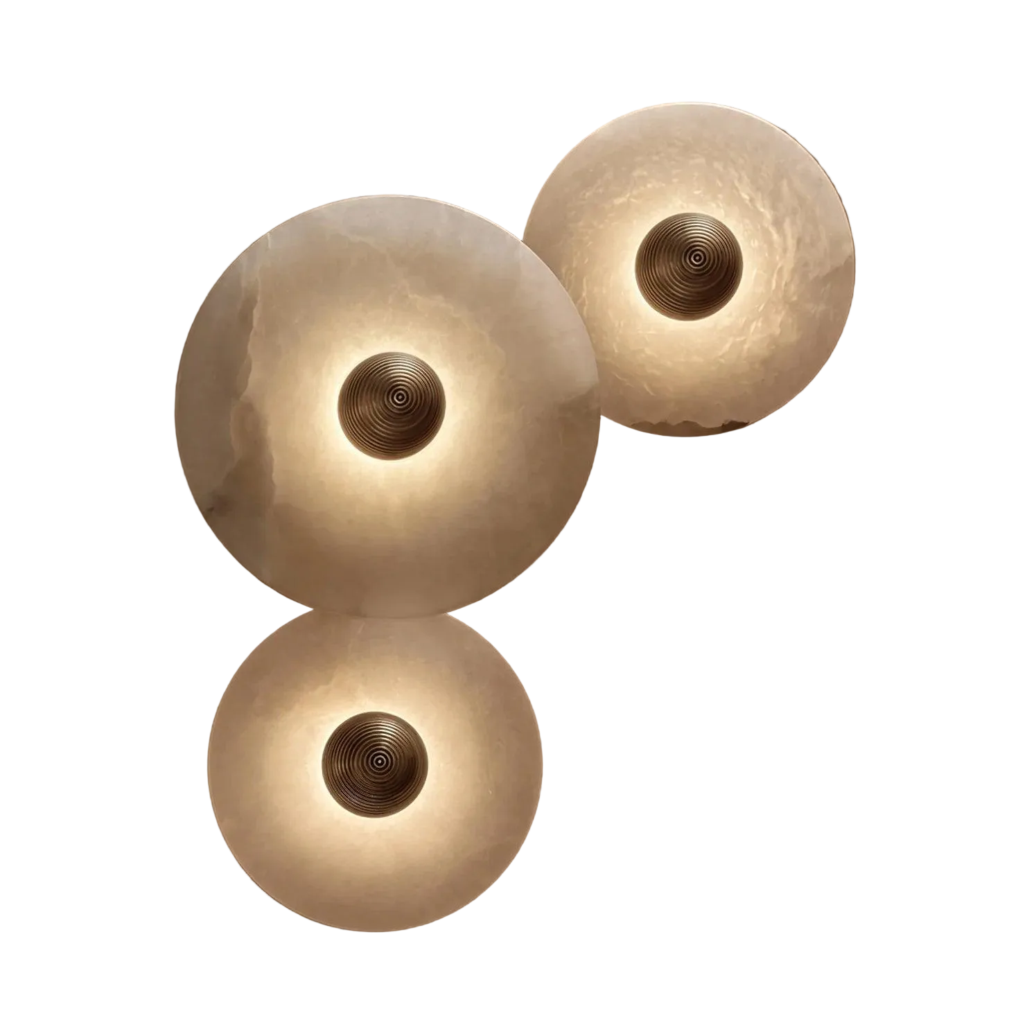 Miki round alabaster wall light three-disc set in 20cm, 25cm and 30cm diameters