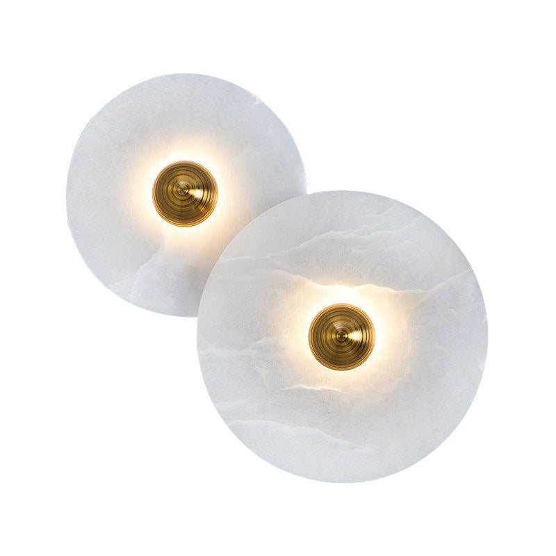 Miki round alabaster wall light two-disc set in 20cm and 25cm diameters