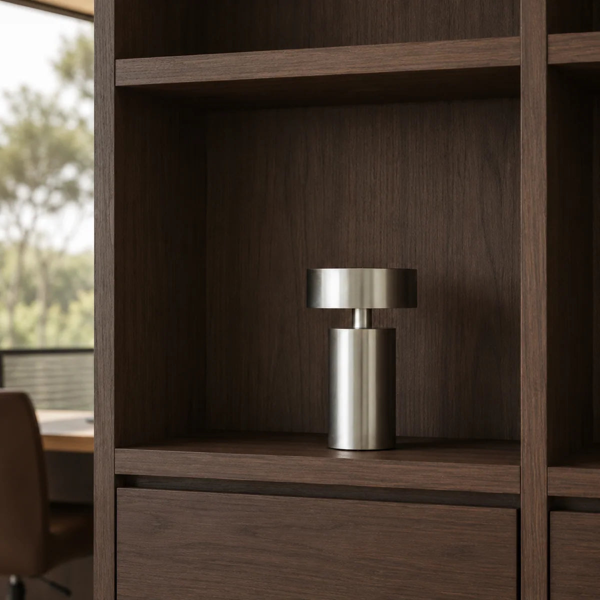 Mona rechargeable LED portable table lamp in black finish