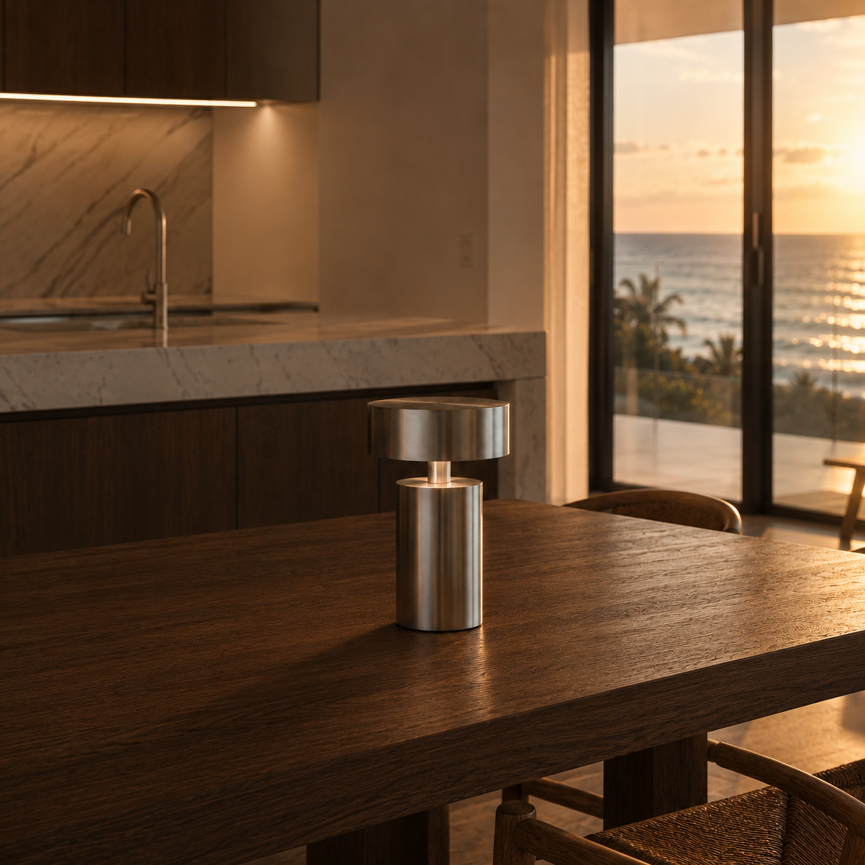 Mona rechargeable LED table lamp in white finish close-up