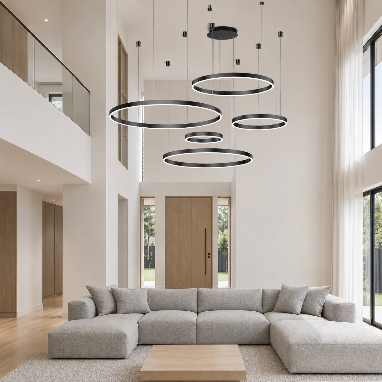 Moss Adjustable Ring LED Pendant Light illuminated