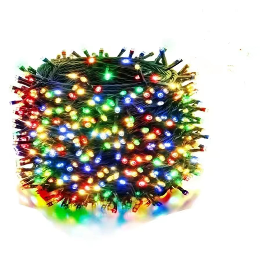 Mulligan multicolour LED fairy lights coiled on dark green wire