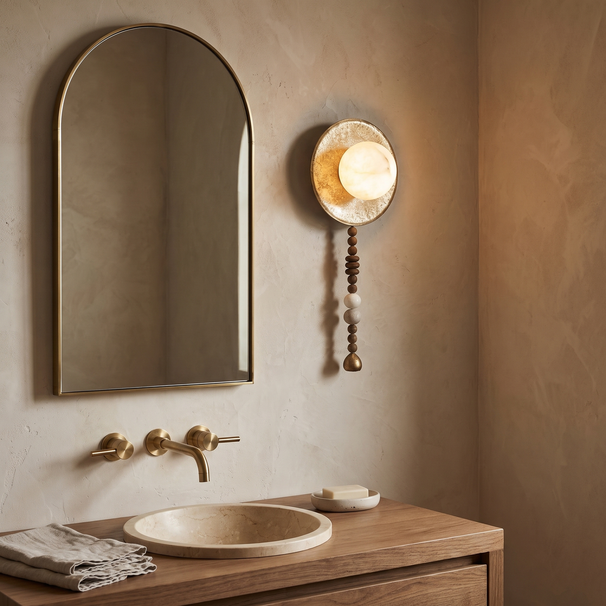 Naomi Art Deco wall sconce in a powder room