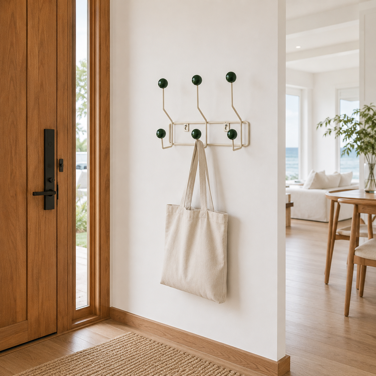 Newi Iron Wall Coat Rack shown in full product view