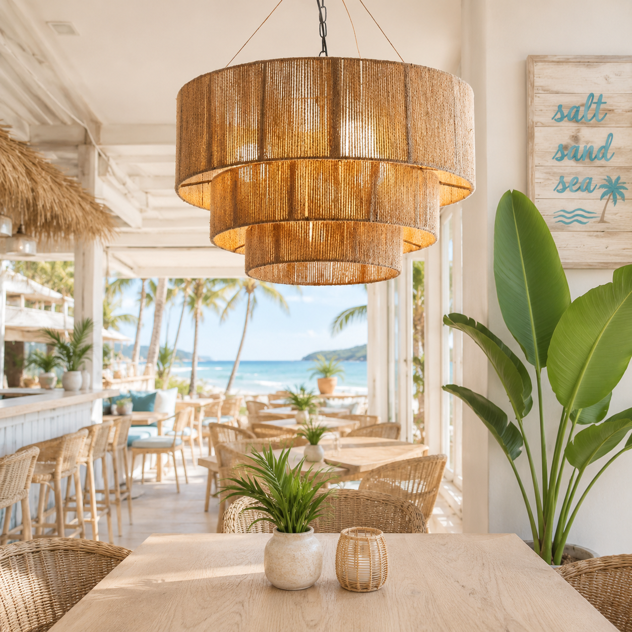 Ningaloo Rattan Pendant Light front view