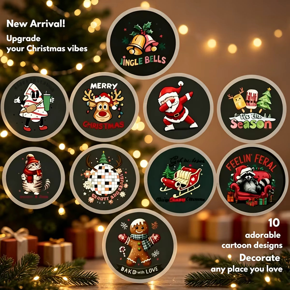 Noelle Christmas projector light with ten cartoon Christmas slide designs