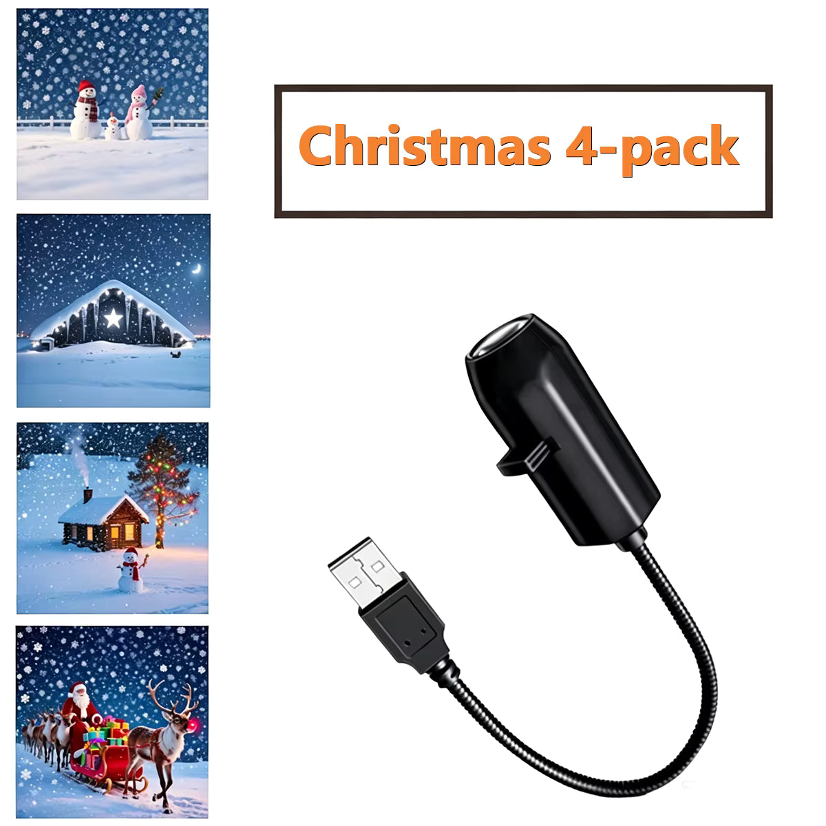 Noelle black Christmas projector light with the Christmas 4-pack of snowy slides
