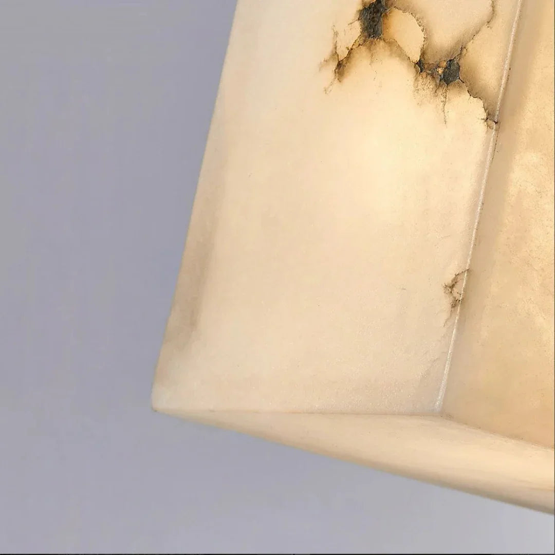 Nova cube marble wall lamp side profile view